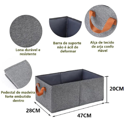 Cesto Organizador Multiuso Ranger | Estrutura Reforçada em Aço | Base Rígida | Dobrável | Ideal para Porta-Malas, Casa e Organização