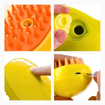 🐶 Escova Pet 3 em 1 com Vapor | Remove Pelos, Massageia e Limpa | Autolimpeza para Cães e Gatos