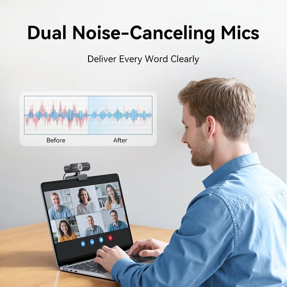Webcam EMEET 4K/1080P com Foco Automático PDAF | Microfone Duplo com Redução de Ruído | Ideal para Home Office, Zoom, Teams e Streaming