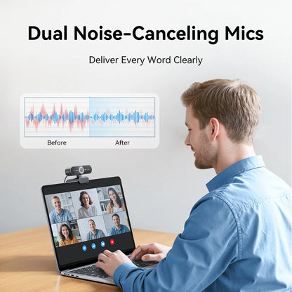 Webcam EMEET 4K/1080P com Foco Automático PDAF | Microfone Duplo com Redução de Ruído | Ideal para Home Office, Zoom, Teams e Streaming