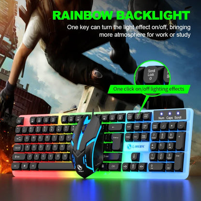 Kit Gamer NG GTX350 com Teclado e Mouse USB com Fio, Iluminação LED, Compatível com Computadores e Notebooks – Cor Preta