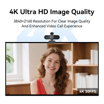 Webcam EMEET 4K/1080P com Foco Automático PDAF | Microfone Duplo com Redução de Ruído | Ideal para Home Office, Zoom, Teams e Streaming