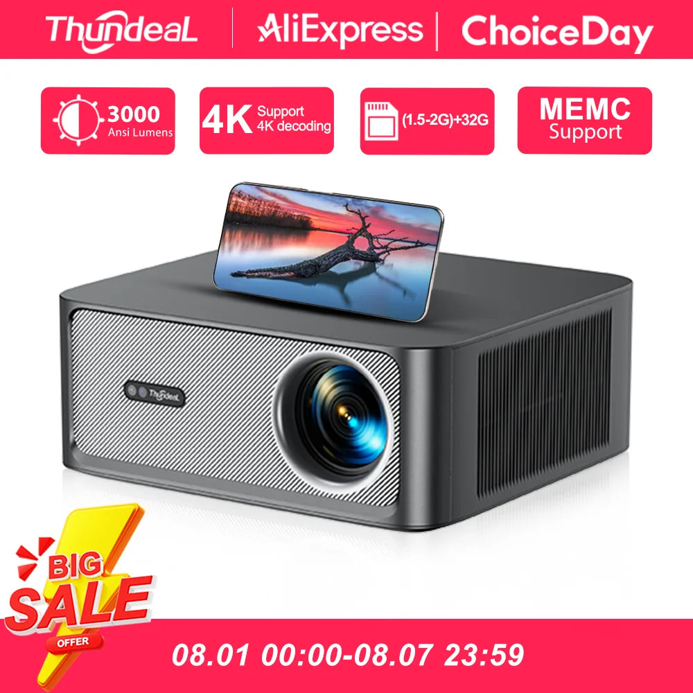 ThundeaL 3000Ansi 4K Full HD Projector TD98Pro 2G 32G Home Theater WiFi Android Portable Samrt TV Cinema TD98 Pro Beam Projector