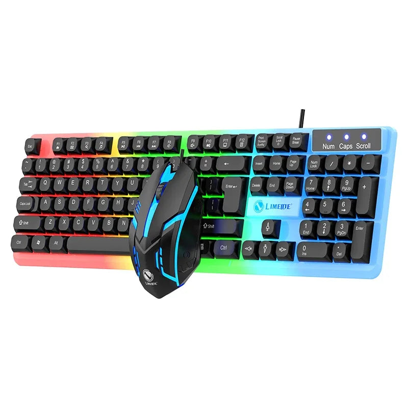 Kit Gamer NG GTX350 com Teclado e Mouse USB com Fio, Iluminação LED, Compatível com Computadores e Notebooks – Cor Preta