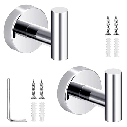 Kit com 2 Ganchos de Parede em Aço Inoxidável | Suporte para Toalhas, Roupas, Chaves e Acessórios