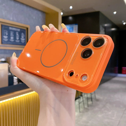 Magnetic Glass Back Panel Protective Phone Case with Candy Colors, HD Lens Film, Shockproof Anti-Fall Cover, Fits Ios Iphone 17-14 Pro Max Series - Summerwins Cellphone Casing Accessories