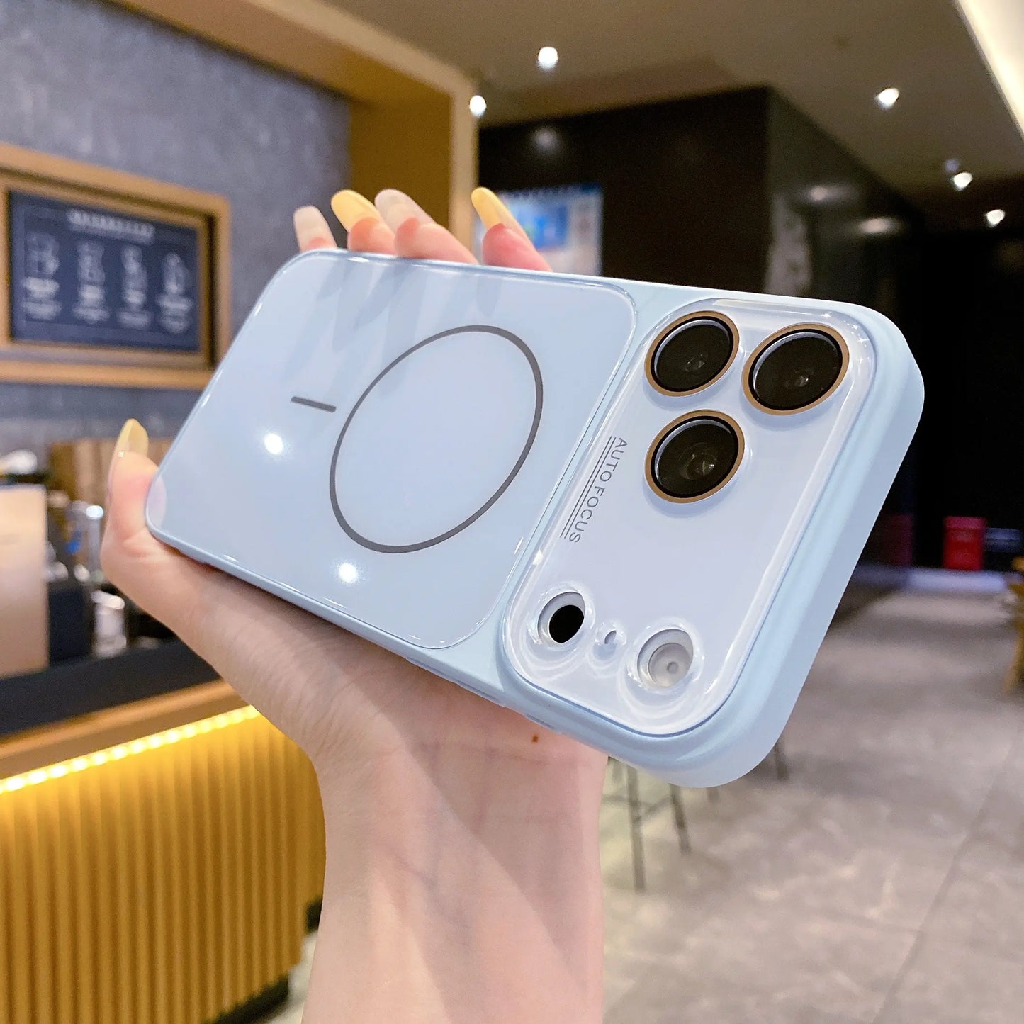 Magnetic Glass Back Panel Protective Phone Case with Candy Colors, HD Lens Film, Shockproof Anti-Fall Cover, Fits Ios Iphone 17-14 Pro Max Series - Summerwins Cellphone Casing Accessories