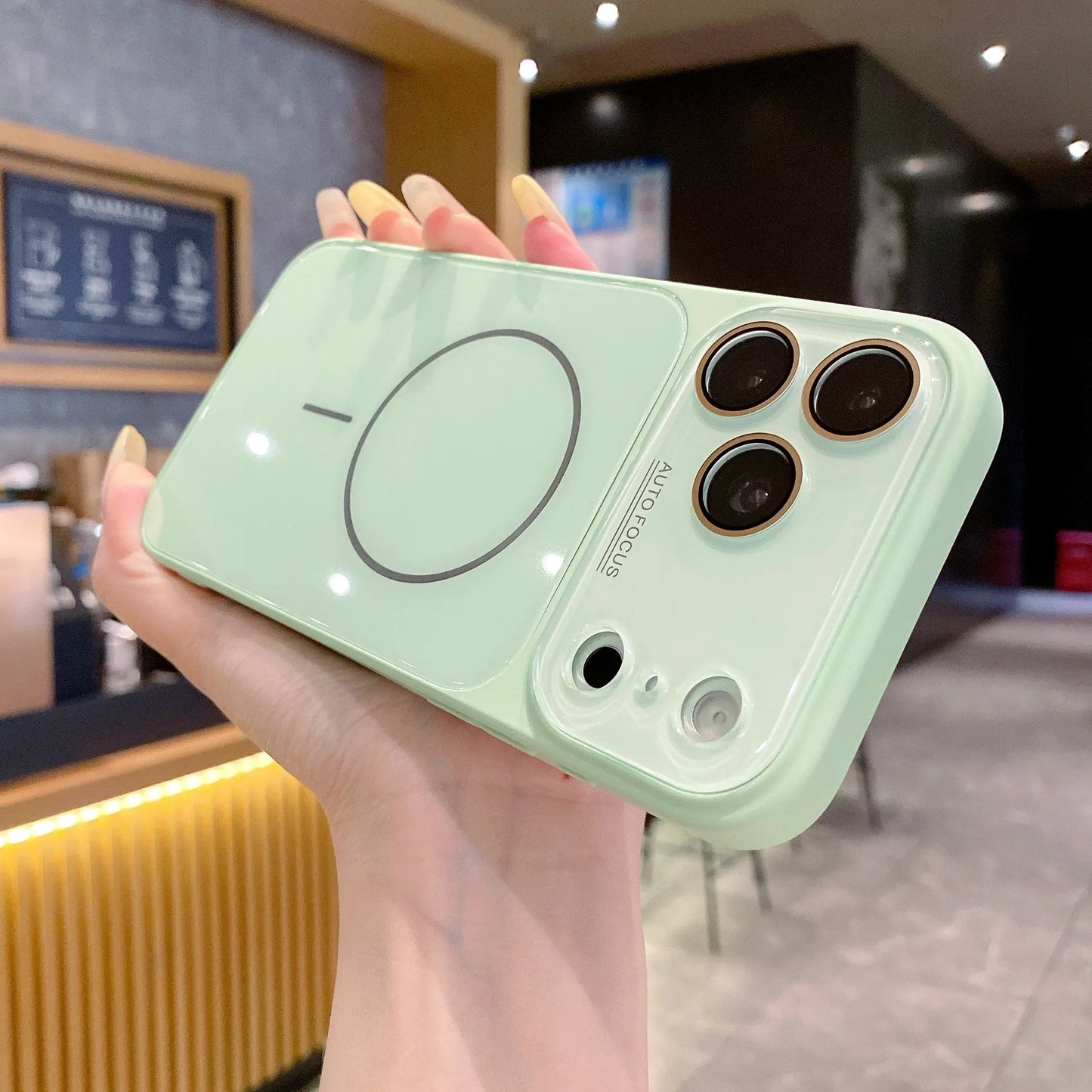 Magnetic Glass Back Panel Protective Phone Case with Candy Colors, HD Lens Film, Shockproof Anti-Fall Cover, Fits Ios Iphone 17-14 Pro Max Series - Summerwins Cellphone Casing Accessories