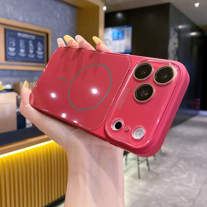 Magnetic Glass Back Panel Protective Phone Case with Candy Colors, HD Lens Film, Shockproof Anti-Fall Cover, Fits Ios Iphone 17-14 Pro Max Series - Summerwins Cellphone Casing Accessories